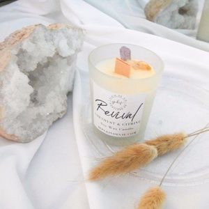 Amethyst & Citrine Crystal Candle - Manifest + Heal 2oz